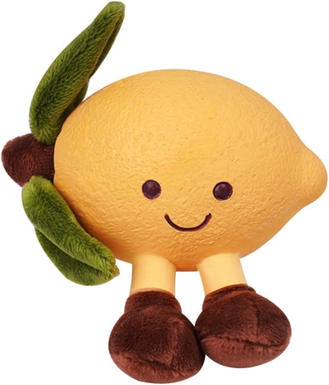 Playful Paws Fruit Dog Chew Toys Interactive Dog Toy with Squeak and Latex Plush Dog Toys for Puppies Small and Medium Dogs (Lemon)