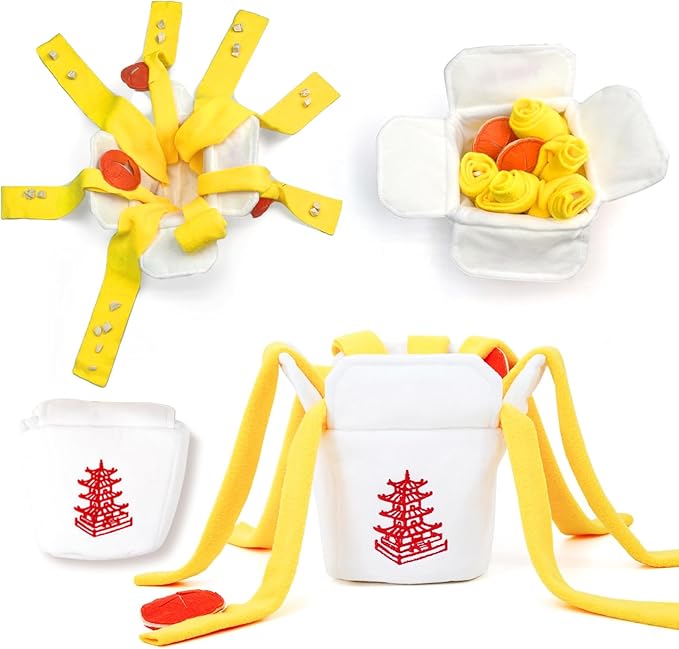 Dog Toys Plush with Squeaky & Treat Hiding Features - Mental Stimulation Enrichment Toy for Large Breed Dogs - Machine Washable Slow Feeder to Keep Dogs Busy，Take Out Box