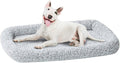 Friends Forever Bolster Dog Crate Mat 36 Inch, Washable Dog Crate Bed, Sherpa Fleece, Nova Grey