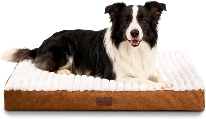Orthopedic Dog Bed with Firm High-Density Egg Crate Foam, Machine Washable Cover & Non-Slip Bottom for Medium & Large Breeds (Brown, 35" L x 22" W x 3" H)
