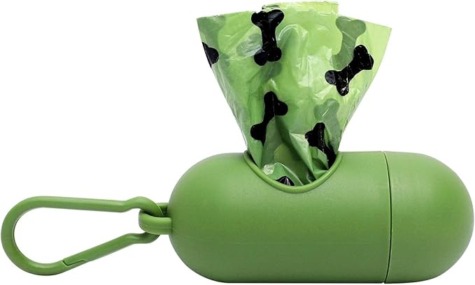 Dog Poop Bag Dispenser With Bags - Durable and Guaranteed Leakproof, Unscented, 1 Holder and 15 Bags, Black
