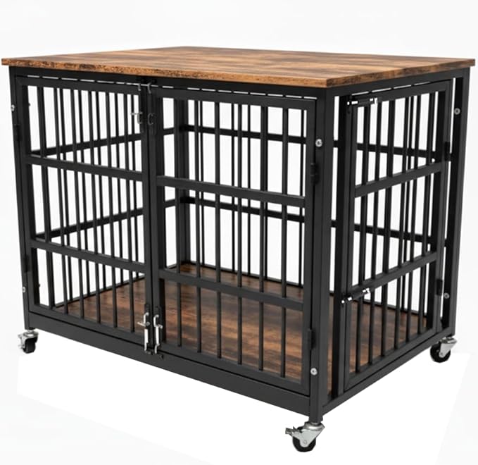 48 inch Dog Crate Furniture, Heavy Duty Dog Kennel Indoor for Large Dogs, Escape-Proof and Chew-Proof Wooden Dog Cage for high Anxiety Dog, Decorate House as TV Stand, End Table