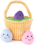ZippyPaws Burrow, Easter Egg Basket - Interactive Dog Toys for Boredom - Hide and Seek Dog Toys, Colorful Squeaky Dog Toys for Small & Medium Dogs, Plush Dog Puzzles