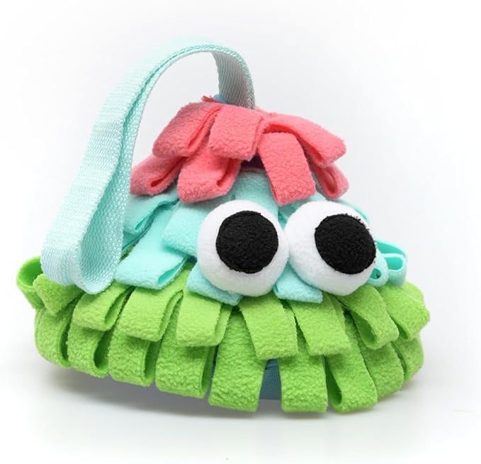 Squeaky Dog Snuffle Toy, Interactive Hide and Seek Food Puzzle for Boredom Relief, Slow Eating & Mental Enrichment, Monster Snuffle Ball for Small Dogs(Pink-Blue-Green)