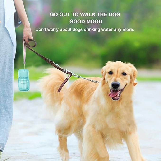 Portable Dog Water Bottle - Foldable Dog Water Dispenser | Leak Proof & Food Grade Plastic Travel | Pet Water Bottle for Cat Outdoor Walking Hiking Travel（US） (Blue, 12oz)