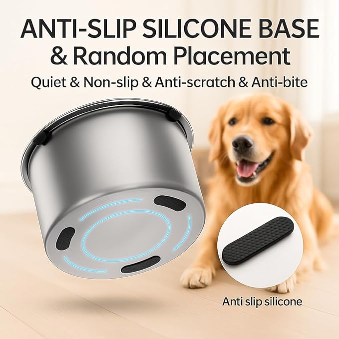 Large Stainless Steel Slow Feeder Dog Bowl with Lid – 198oz/5.6L No Spill Water Dispenser – Slobber Stopper for Healthy Slow Drinking – Non-Slip Pet Bowl for Travel, Kennels and Crates