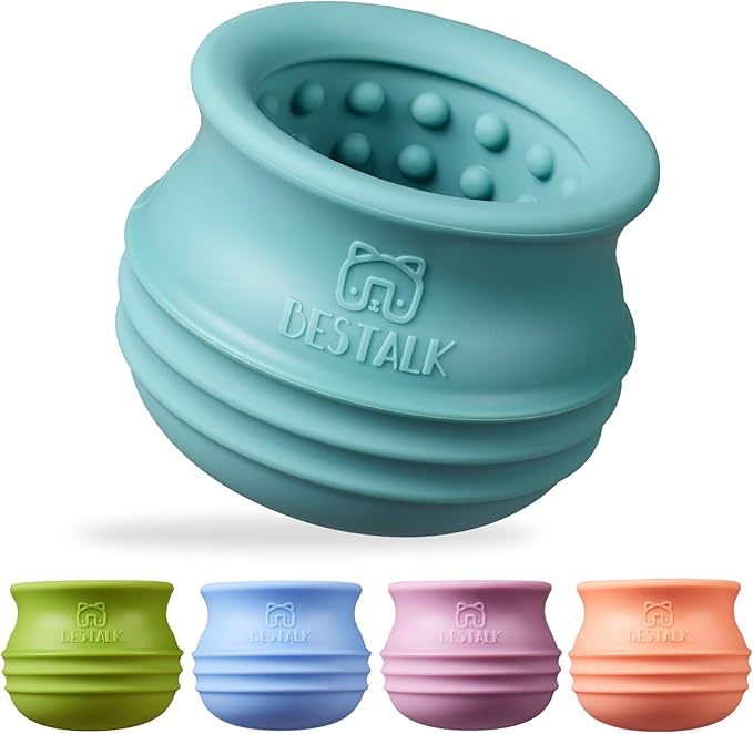Dog Enrichment Treat Toy, Long-Lasting Wobbly Interactive Freeze Lick Toys for Dogs, Stuffable Puzzle Feeder Toy for Boredom, Silicone Treat Dispensing Chew Toy (Teal Blue,S)