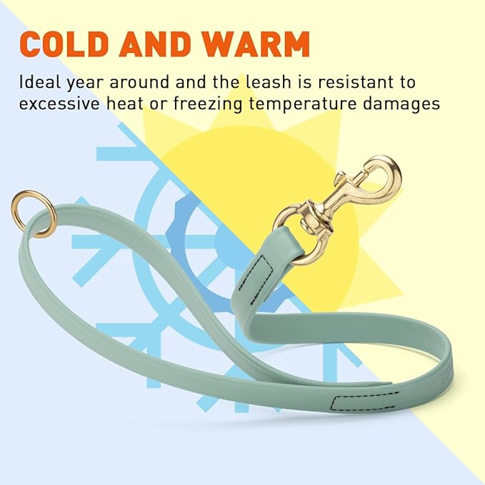 Viper Biothane K9 Working Dog Leash Waterproof Lead for Tracking Training Schutzhund Odor-Proof Long Line with Solid Brass Snap for Puppy Medium and Large Dogs 20in, Sage Green