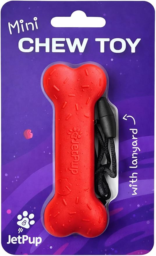 Pup Chew Toy Lanyard- Bone - Human Grade Chew Toy - Human Pup Play - 100% Food Grade Silicone (Mini Red Bone)