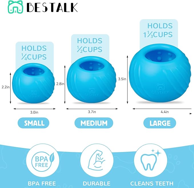 Long-Lasting Dog Lick Toy, Wobbly Dog Enrichment Lick Bowl to Keep Dogs Busy, Interactive Stuffable Dog Treat Feeder for Boredom, Silicone Treat Dispensing Chew Toy(Light Blue,S)