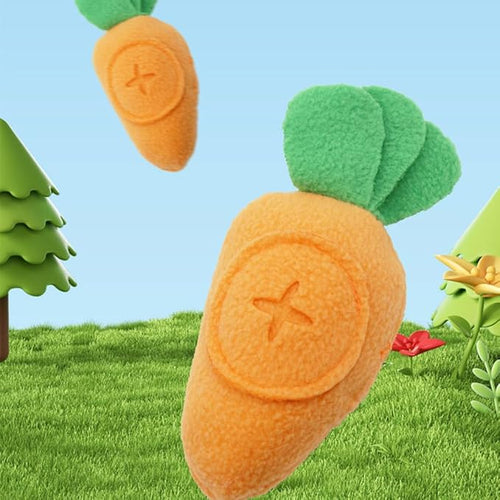 2 Pack Carrot Dog Puzzle Toys, Plush Dog Squeak Toys for Treat Food Dispensing, Interactive Dog Enrichment Toys for Small Medium Large Dogs Teeth Cleaning and IQ Training