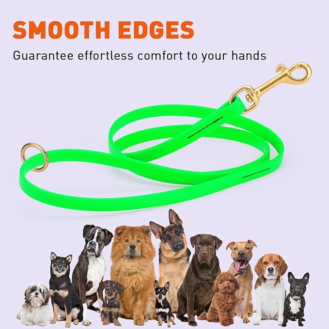 Viper Biothane K9 Working Dog Leash Waterproof Lead for Tracking Training Schutzhund Odor-Proof Long Line with Solid Brass Snap for Puppy Medium and Large Dogs 4ft, Tropical Green