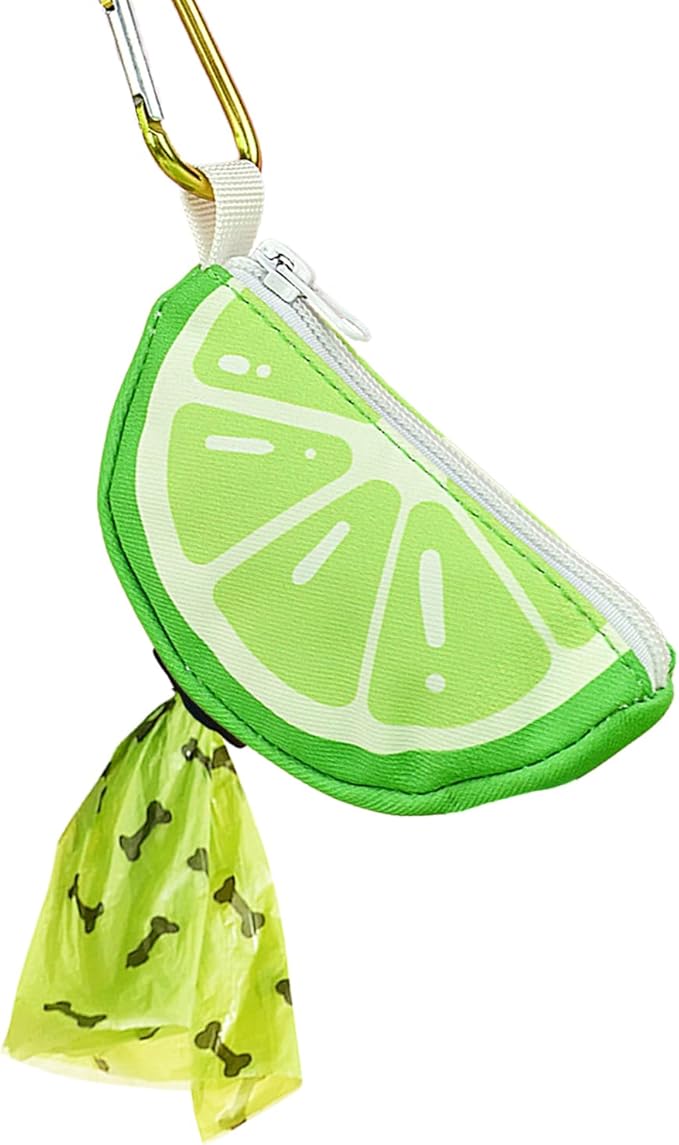 Lime Shape Dog Poop Bag Holder, Thin Lightweight Potty Bag Carrier Dispenser for Dog Walking, Lime Medium, Pet Outdoor Accessory