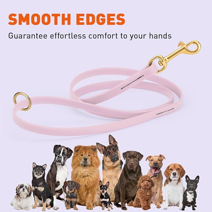 Viper Biothane K9 Working Dog Leash Waterproof Lead for Tracking Training Schutzhund Odor-Proof Long Line with Solid Brass Snap for Puppy Medium and Large Dogs 4ft, Pastel Purple