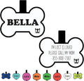 Silicone Silent Dog Tag Personalized with 5 Lines of Custom Deep Engraved Durable Soundless Pet ID Name Tag Bone White
