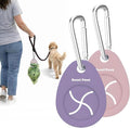 Dog Poop Bag Holder Charm Duo – Hands-Free Carry of Used Poop Bag, Durable Eco-Friendly Silicone Dog Walking Accessory with Carabiner Clip, Blush Pink & Lavender - 2 charms included