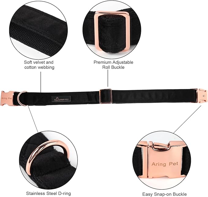 ARING PET Bowtie Dog Collar,Velvet Dog Collars with Removable Bowtie, Adjustable Bowtie Collar for Girl and Boy Dogs.