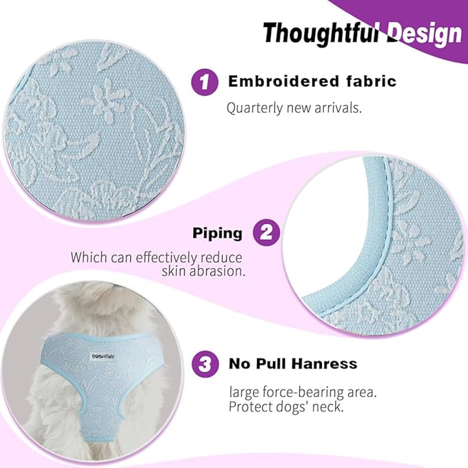 No Pull Dog Vest Harness for Small&Medium Dogs, Side Clip Adjustable Pet Vest, Soft Breathable, Fashion Dog Harnesses for Walking, Running, Shopping (Light Blue, XS)