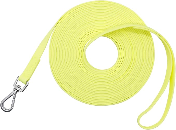 Waterproof Dog Training Leash 50FT 30FT 15FT 10FT 5FT Heavy Duty Recall Long Lead for Large Medium Small Dogs (5FT, Light Yellow)