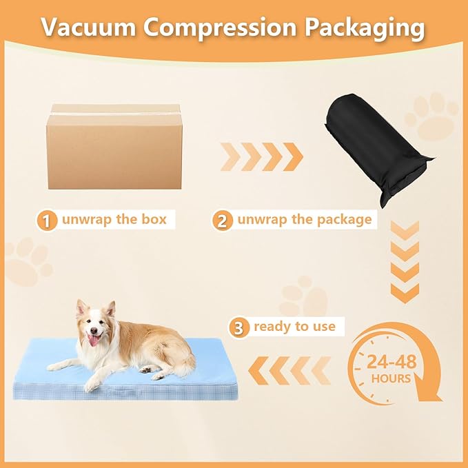 MIHIKK Washable Orthopedic Dog Bed for Large Dogs, XXL Waterproof Pet Bed with Egg Crate Foam Strong Support, Machine Washable Cover & Anti-Slip Bottom & Durable Zipper 47x29(Blue)