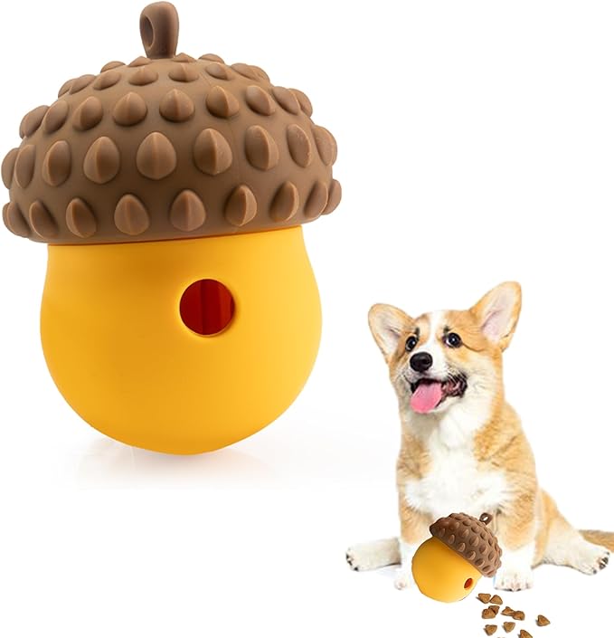 Acorn Dog Puzzle Toy, Treat Dispensing Dog Toys for Moderate Chewers, Interactive Dog Toys for Small Dogs, Puppy Teething Toys to Keep Them Busy, Gifts for Dog, Brown