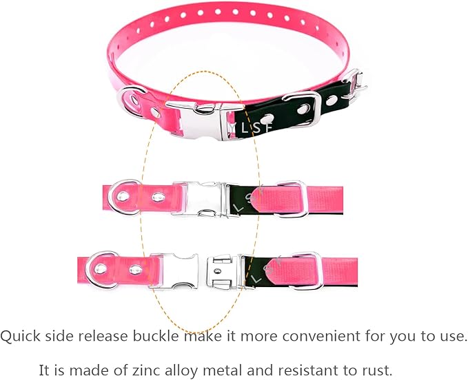 Quick Snap Bungee Dog Collar Strap with D Ring for Most of Electronic Training Shock Collar Receivers-Adjustable Durable Waterproof Odorless 3/4 Inch TPU Collar Replacement for Barking Fence