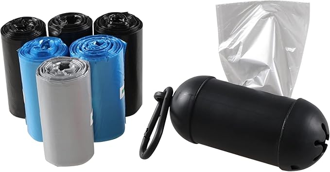 Wekioger 60 Rolls Dog Poop Bags, Pet Waste Bags with 2 Dispenser, 1200 Bags, Blue Black Grey