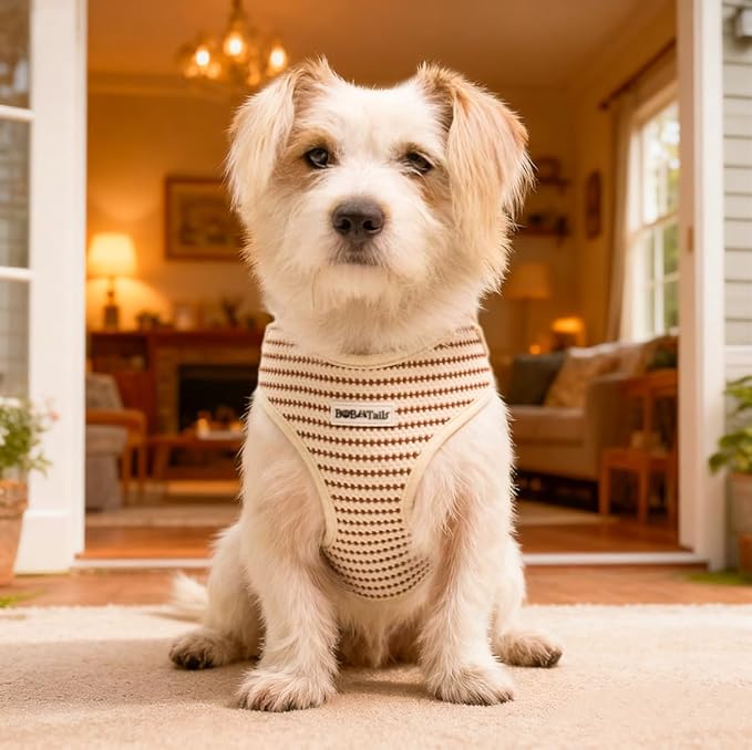 No Pull Dog Vest Harness for Small&Medium Dogs, Side Clip Adjustable Pet Vest, Soft Breathable, Fashion Dog Harnesses for Walking, Running, Shopping (Beige, XXS)
