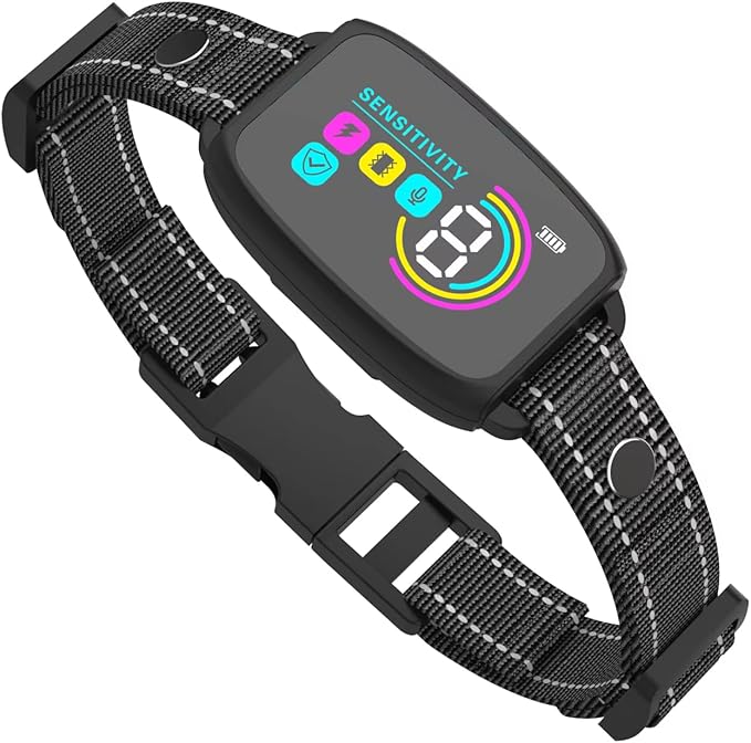 Dog Bark Collar for Large Medium Small Dogs, Rechargeable Smart Bark Collar, Anti Barking Training Collar with 8 Adjustable Sensitivity Beep Vibration (Black)