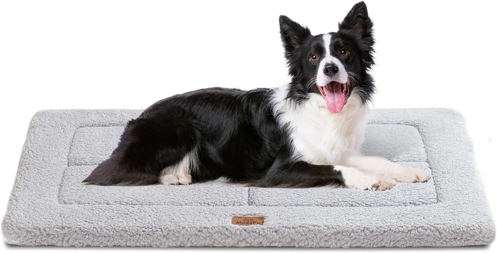 Dog Beds Crate Pad for Medium Small Dogs, Reversible & Washable Non-Slip Kennel Pet Mat, Soft Fleece and High Density Foam Cat Bed for Indoor & Outdoor Use, 36" x 27", Gray