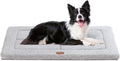 Dog Beds Crate Pad for Medium Small Dogs, Reversible & Washable Non-Slip Kennel Pet Mat, Soft Fleece and High Density Foam Cat Bed for Indoor & Outdoor Use, 36" x 27", Gray