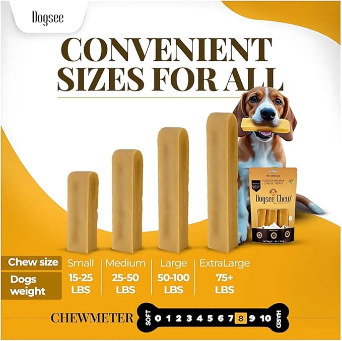 Dogsee Original Himalayan Yak Cheese Chews 1lb (XL - 3 Pieces) | Rawhide-Free | Long-Lasting | Fights Plaque & Tartar | Supports Dental Health