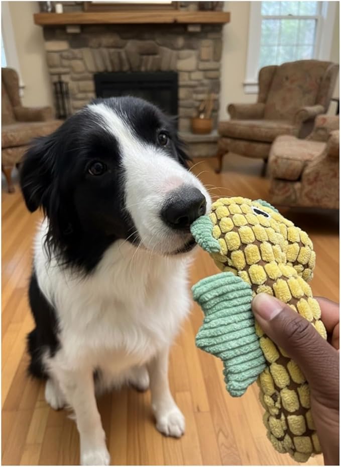Squeaky Dog Toys for Small Medium Dogs – Adorable Seahorse Plush Rope Chew Toy with Squeaker, Durable Puppy Teething Toy for Interactive Play & Boredom Relief, 9.25 Inches