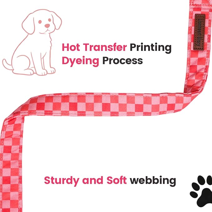 Lionheart glory Dog Bow Collar - Soft Dog Collar with Bowtie Adjustable Sturdy Pink Plaid Collars for X-Small Dogs Puppy Checkered Cute Pet Collars Spring Holiday