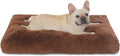 Bedfolks Waterproof Crate Bed, Plush Pad with Removable Cover, Faux Fur for Large Dogs, Washable Kennel Bed 35"x23", Solid Brown