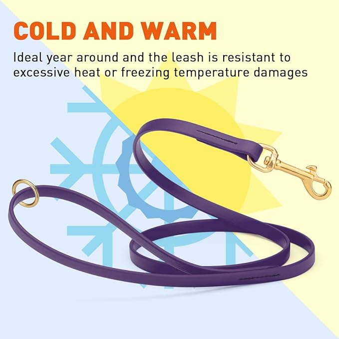 Viper Biothane K9 Working Dog Leash Waterproof Lead for Tracking Training Schutzhund Odor-Proof Long Line with Solid Brass Snap for Puppy Medium and Large Dogs 4ft, Violet Purple