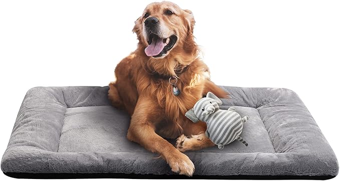 Dog Beds Crate Pad for Medium/Large Dogs Fit Dog Crates,Washable & Anti-Slip Kennel Pad for Dogs Cozy Sleeping Mat,Gray 42inch