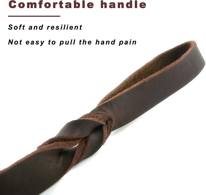 Leather Heavy Duty Dog Leash, 3ft Upgrade Widen Clip Braided Dog Leash Brown Long Waterproof Training Leather Dog Leashes Suitable for Small Medium and Large Dogs (Rope)