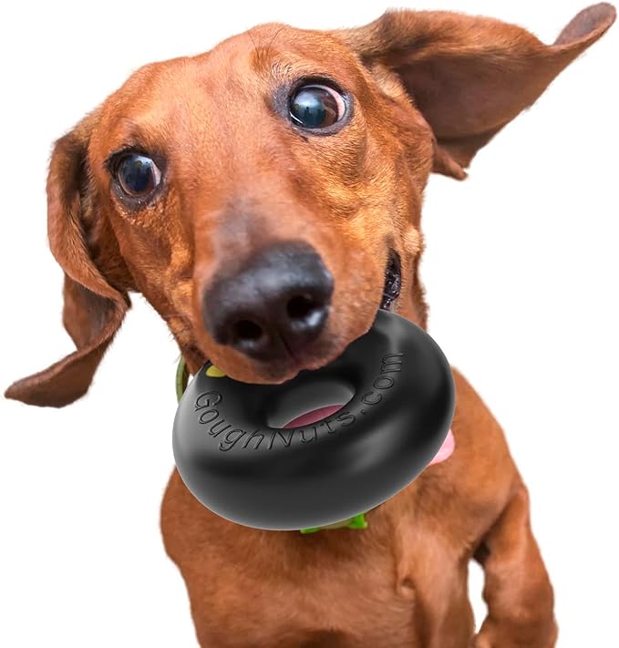Goughnuts — Dog Toys for Aggressive Chewers | Virtually Indestructible Dog Toys for Small Breeds Such as Pit Bulls | Heavy Duty Dog Toy | Black