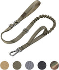 EXCELLENT ELITE SPANKER Tactical Dog Leash Heavy Duty 5-6FT Adjustable No Pull Military Bungee Dog Leash Elastic Leads Rope with 2 Padded Control Handle for Medium Large X-Large Dogs(Ranger Green)