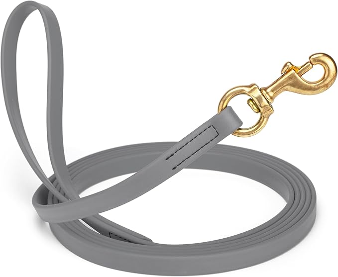 Viper Biothane K9 Working Dog Leash Waterproof Lead for Tracking Training Schutzhund Odor-Proof Long Line with Solid Brass Snap for Puppy Medium and Large Dogs, 10ft Battleship Gray