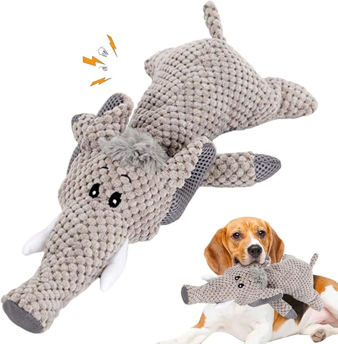 2026 New Dog Plush Toys for Aggressive Chewers, Upgrade Dog Toys Indestructible Dog Puppy Squeaky Chew Toys, Interactive Dog Toys for Heavy Chewers Durable Chew Toys Dog Plush Toy (Grey)