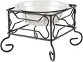 YML Elevated Stainless Steel Dog & Cat Bowl with Black Wrought Iron Stand, 5-Inch (2.5 Cups)