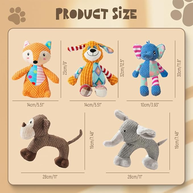 Indestructible Dog Toy, 2026 New Durable Squeak Dog Toys Stuffed Plush, Dog Toy with Squeaker, Squeaky Chew Toy for Small Medium Large Dogs Puppy Teething Toys (Little Elephant)