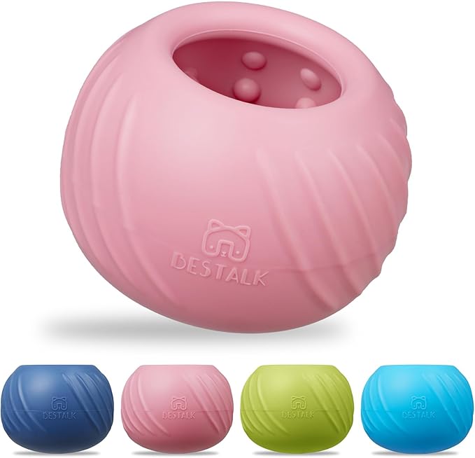 Long-Lasting Dog Lick Toy, Wobbly Dog Enrichment Lick Bowl to Keep Dogs Busy, Interactive Stuffable Dog Treat Feeder for Boredom, Silicone Treat Dispensing Chew Toy(Pink,M)