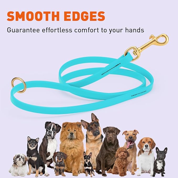Viper Biothane K9 Working Dog Leash Waterproof Lead for Tracking Training Schutzhund Odor-Proof Long Line with Solid Brass Snap for Puppy Medium and Large Dogs 4ft, Sky Blue