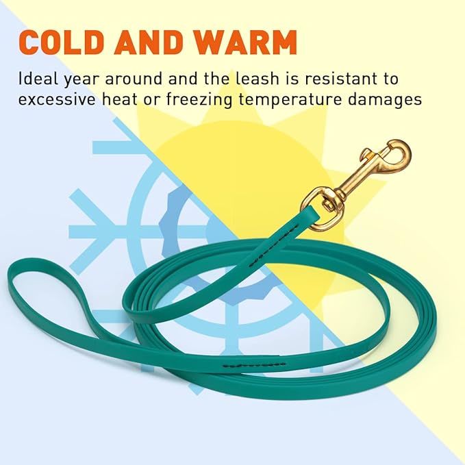 Viper K9 Biothane Working Dog Leash Waterproof Lead for Tracking Training Schutzhund Dog Sport & Search - Odor-Proof Long Line with Solid Brass Snap for Puppy Medium and Large 3/8" x 20ft Blue Aqua