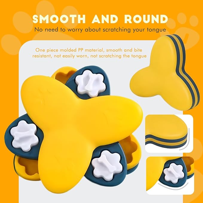 Pet Puzzle Dispensing Slow Feeder Cat Puzzle Toys for IQ Training & Mental Enrichment, Interactive Toys for Small Medium Cats and Dog, Puppy Treat for Fun Feeding Toy (Yellow Tornado Shape)