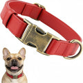 Leather Dog Collar Silicone Soft Flexible Waterproof Odor-Proof Durable Thick Classic Adjustable Pet Puppy Collar Dog Collars for Small Dogs(Red, Small (9-14" Neck))