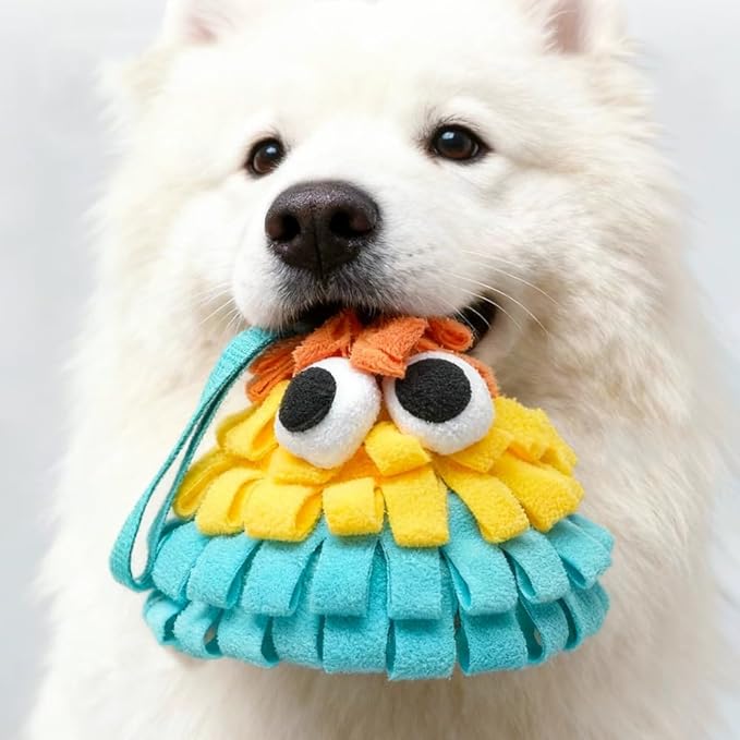 Squeaky Dog Snuffle Toy, Interactive Hide and Seek Food Puzzle for Boredom Relief, Slow Eating & Mental Enrichment, Monster Snuffle Ball for Small Dogs(Pink-Blue-Green)